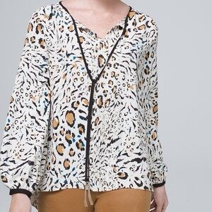 White House Black Market Animal Print Blouse. Small
